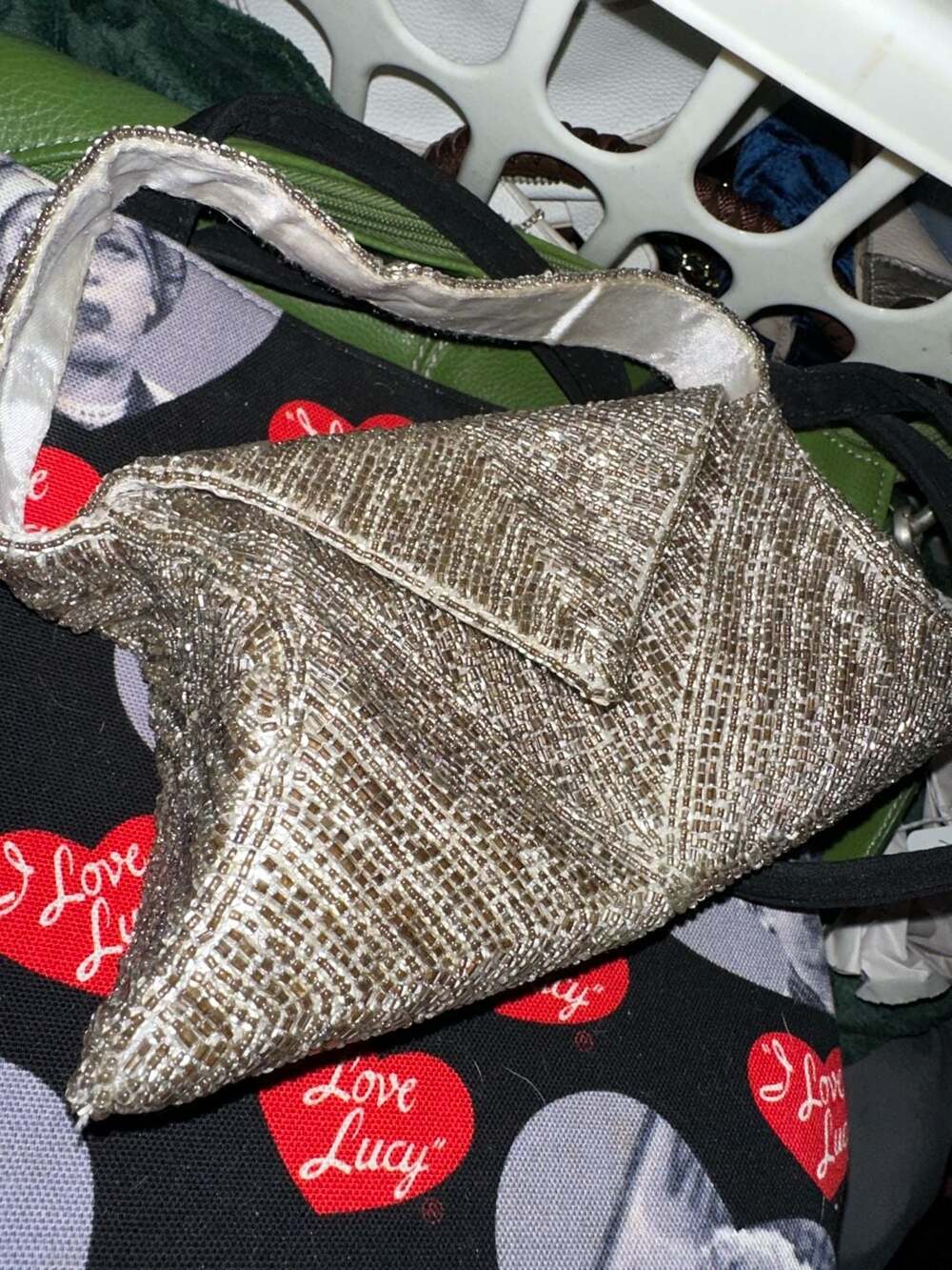 K.C. Malhan Champagne Glass Beaded Envelope Evening Mini Bag